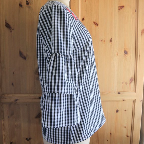 Como Navy/White Classic Gingham Blouse Cotton - Picture 3 of 8